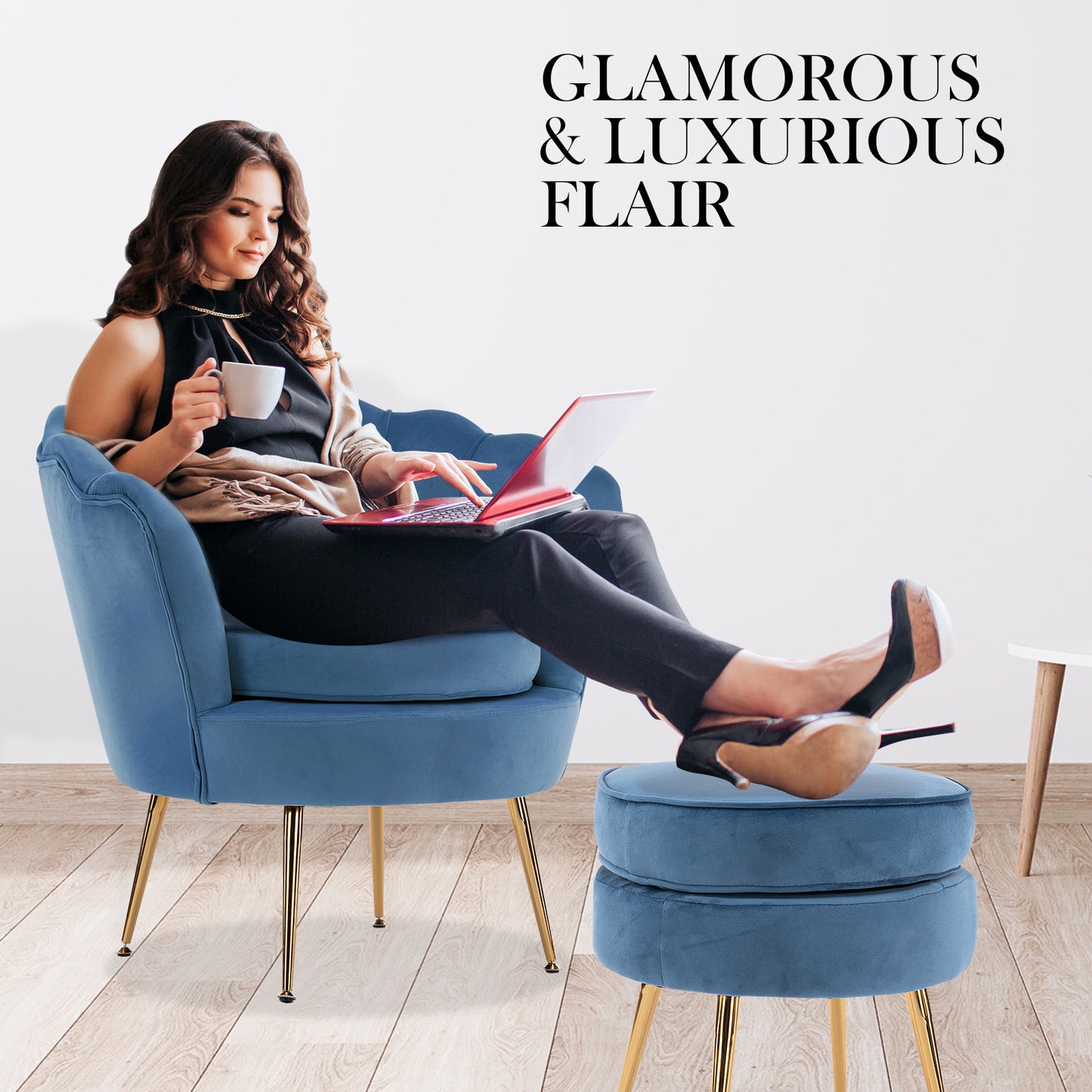 Sienna Scallop Chair & Ottoman Footstool