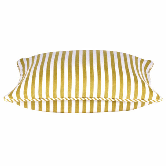 Mustard Yellow & White Striped Cushion Cover