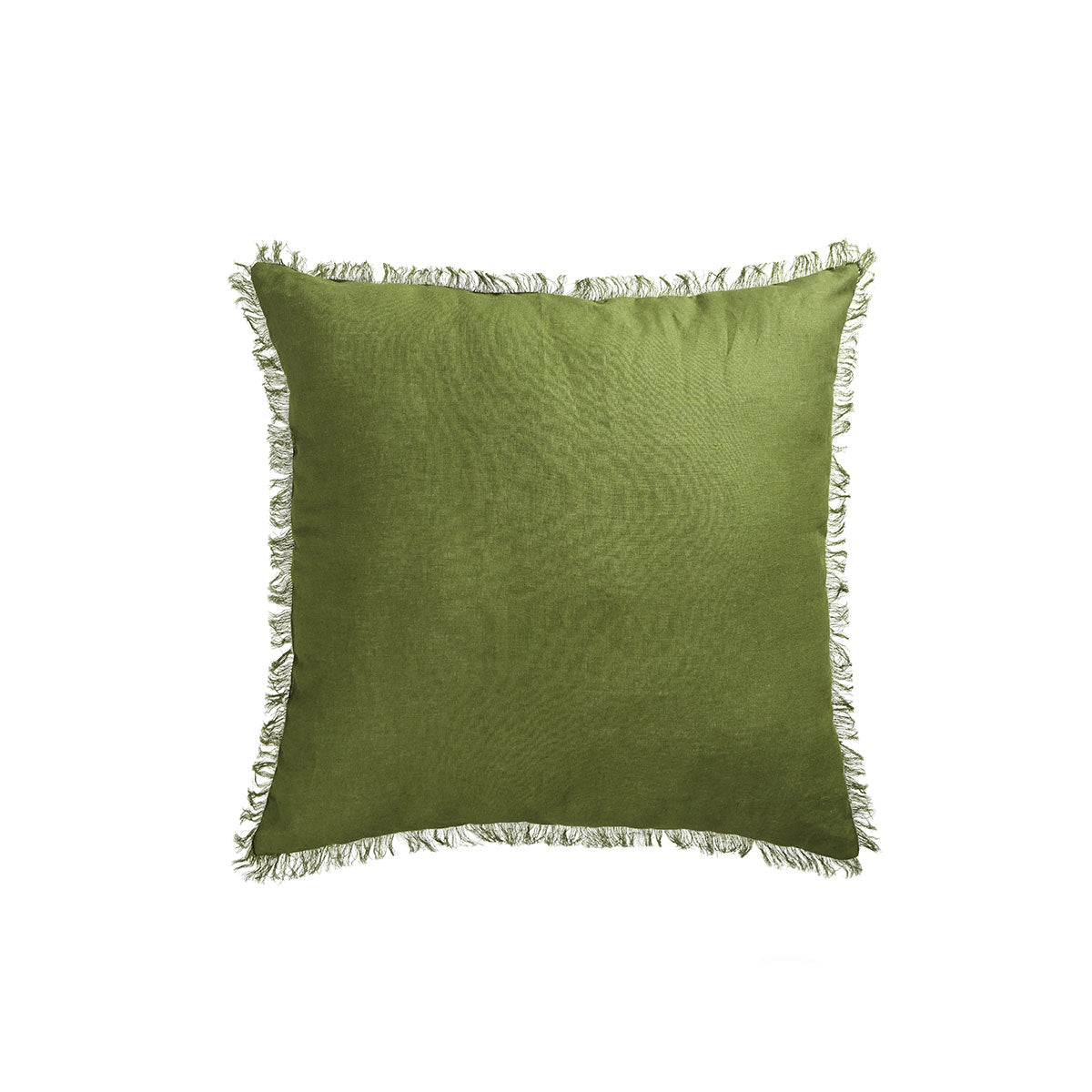 Olive French Linen Filled Cushion
