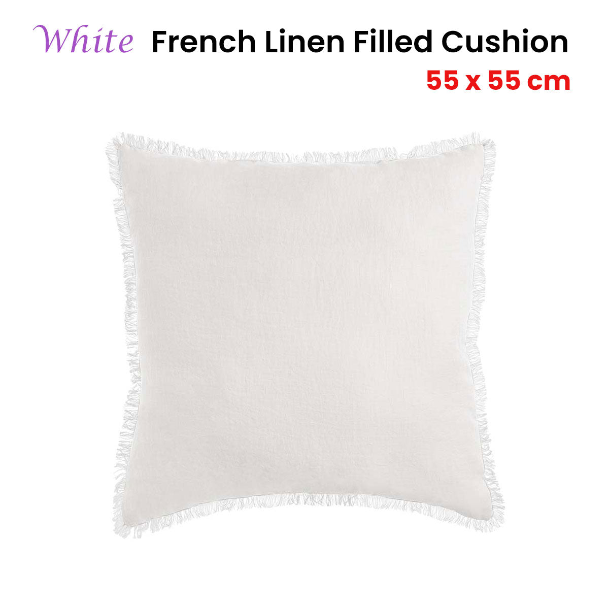 White French Linen Filled Cushion Square