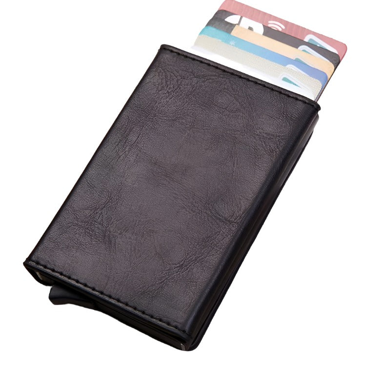 Aluminum Rfid Card Holder with Automatic Pop-up Function - Black