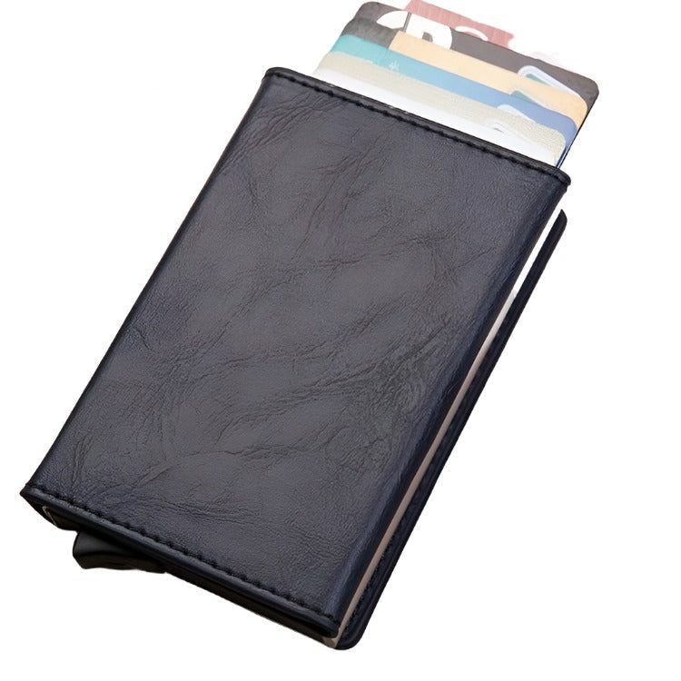 Aluminum Rfid Card Holder with Automatic Pop-up Function - Brown
