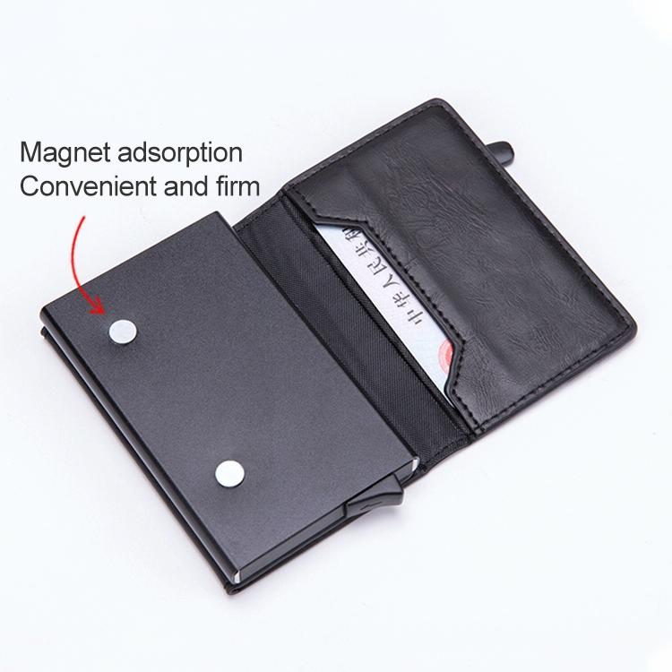 Aluminum Rfid Card Holder with Automatic Pop-up Function - Brown