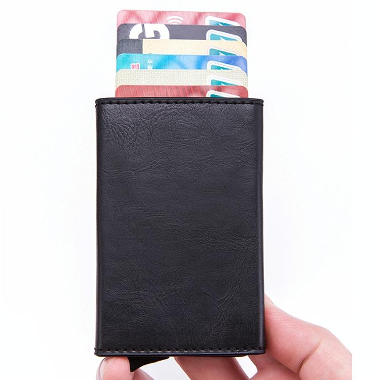 Aluminum Rfid Card Holder with Automatic Pop-up Function - Brown