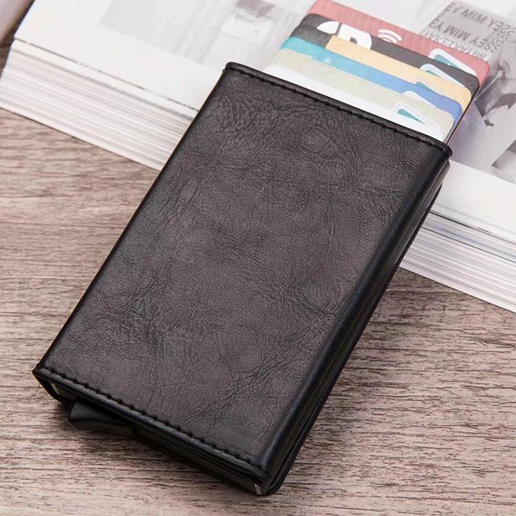 Aluminum Rfid Card Holder with Automatic Pop-up Function - Brown