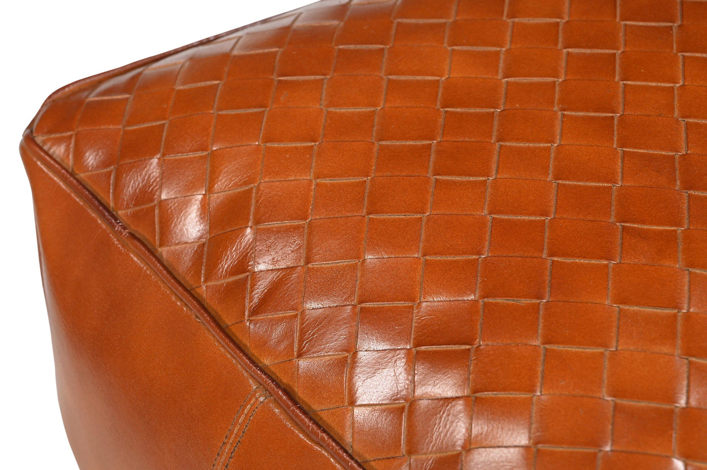 Square Latticed Leather Ottomon