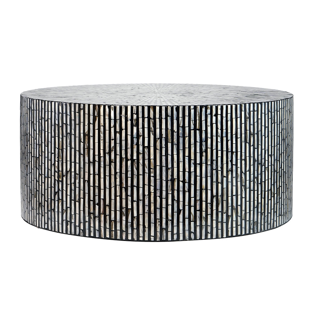 Ebony Round Mother Of Pearl Coffee Table