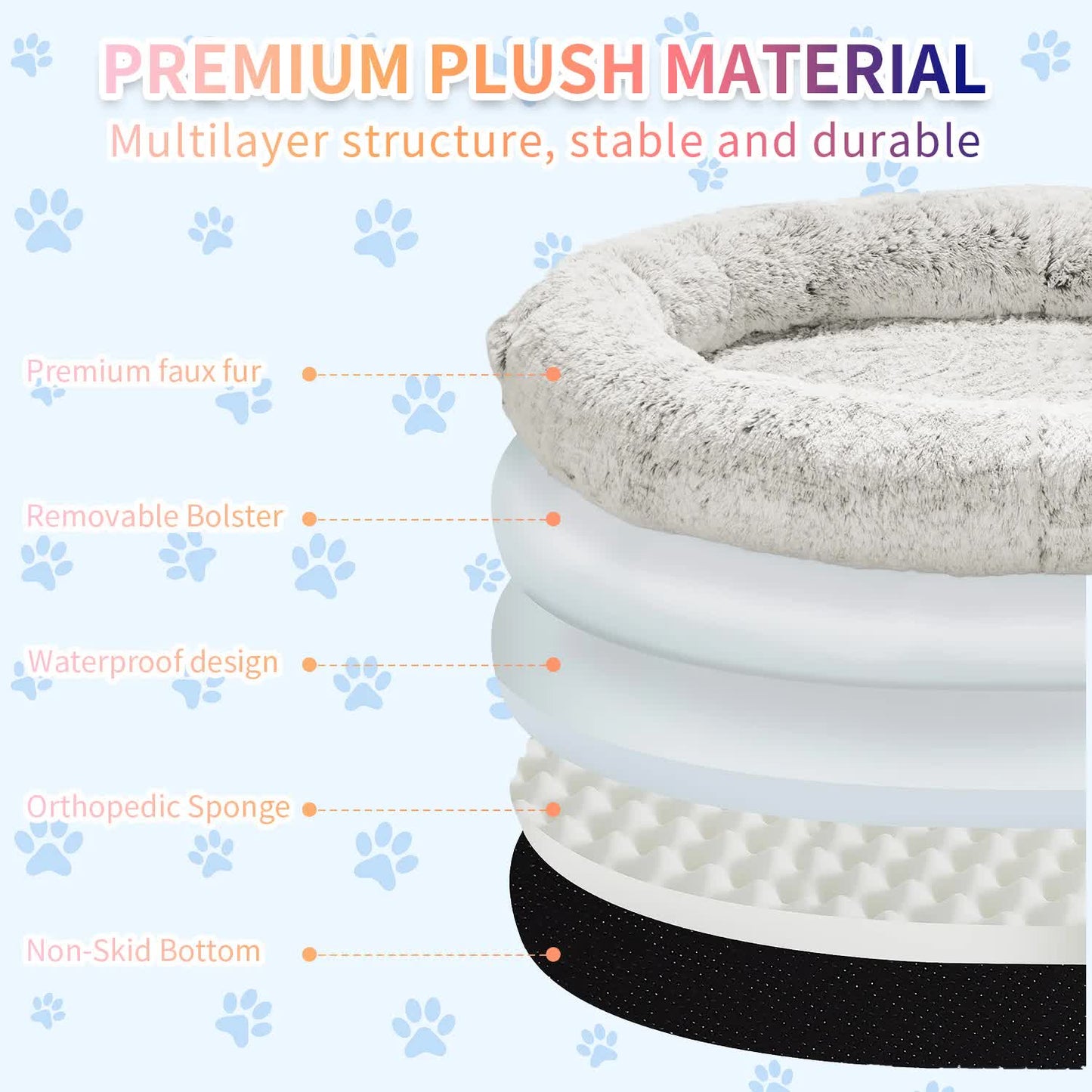 Fluffy Black Donut Shaped Pet Bed