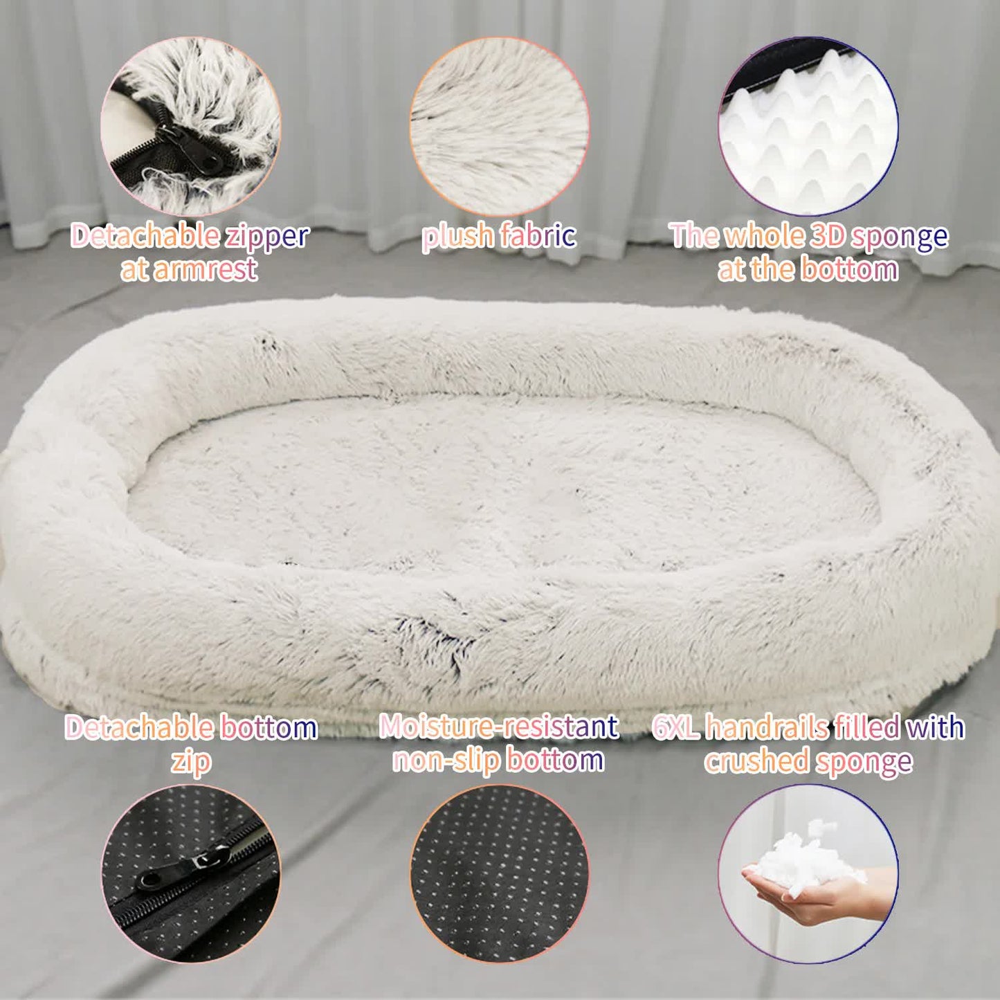 Fluffy Black Donut Shaped Pet Bed
