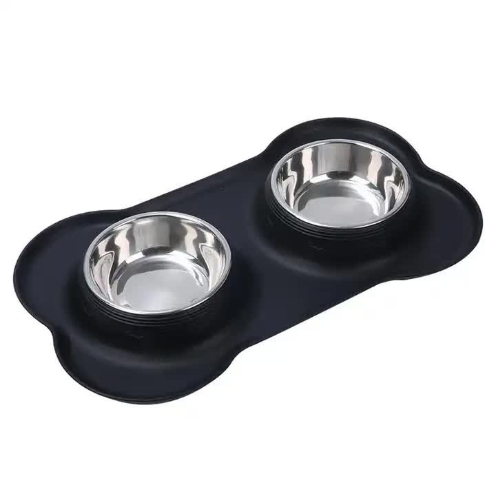 Non-Slip Stainless Steel Double Pet Bowl