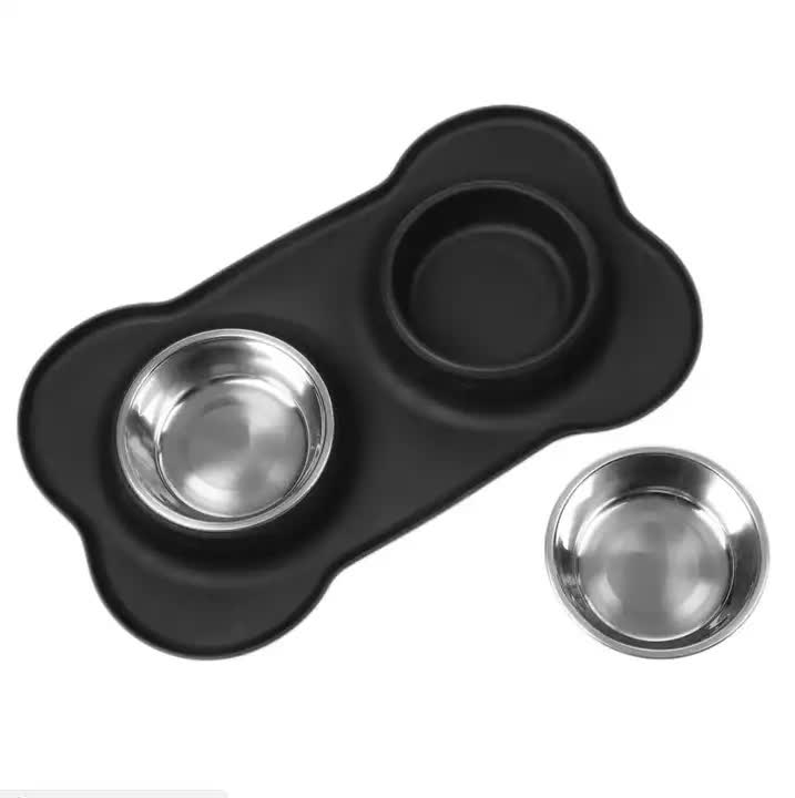 Non-Slip Stainless Steel Double Pet Bowl