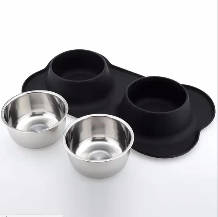 Non-Slip Stainless Steel Double Pet Bowl