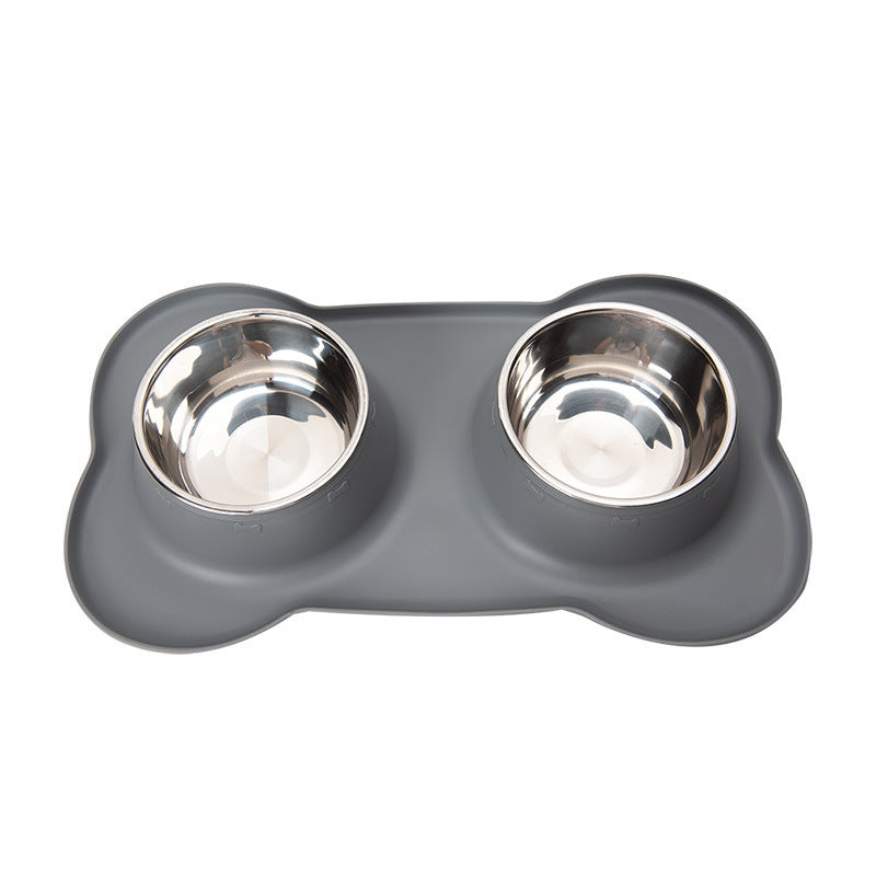 Non-Slip Stainless Steel Double Pet Bowl Set